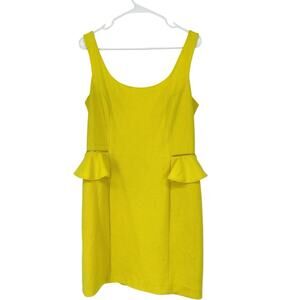 Betsy Johnson Yellow Retro Style‎ Dress Size 12 Glam Ruffle Rockabilly 50's